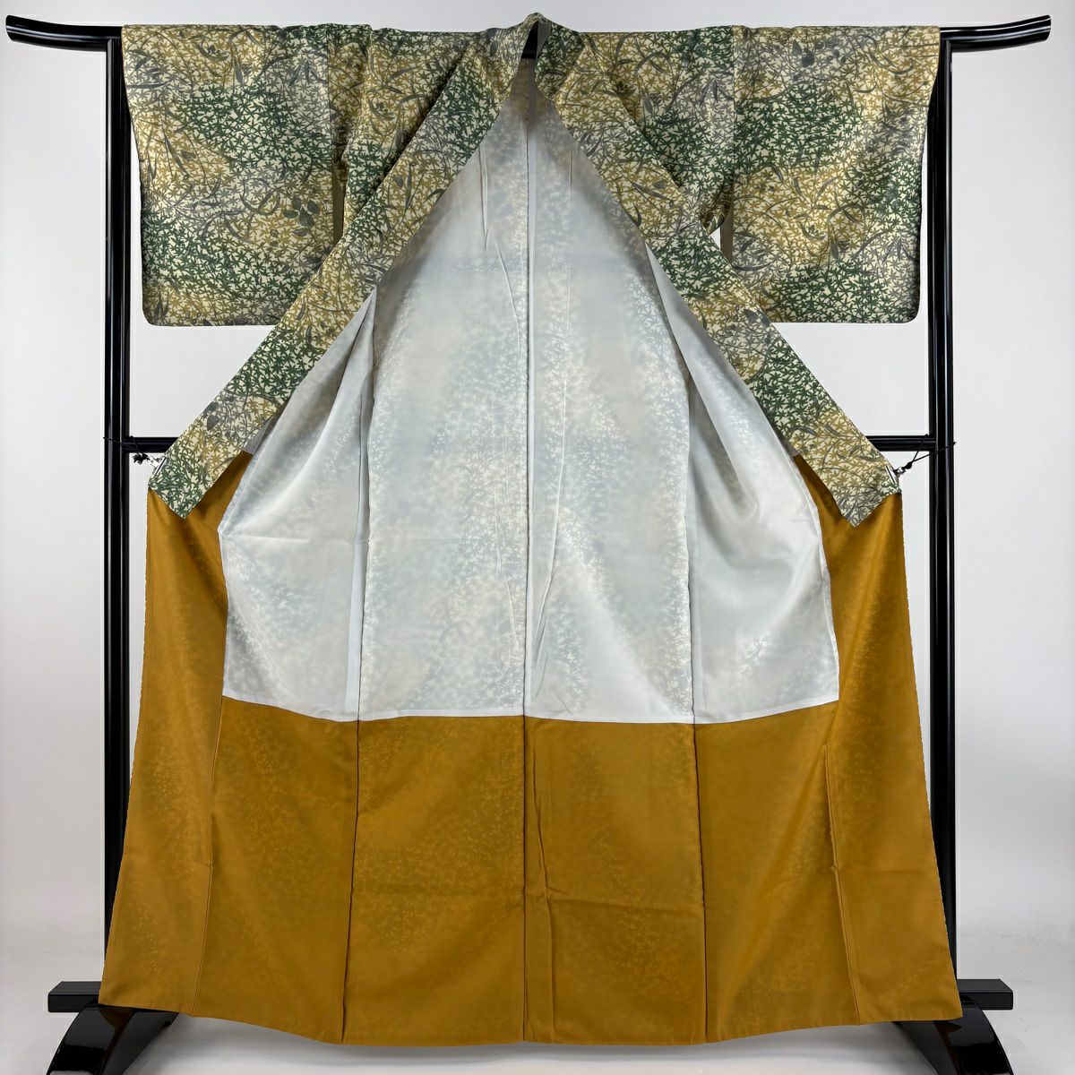 【庫存清倉】 小紋 身長163.5cm 袖長64cm M 雙層 葉 楓 灰褐色 化纖 美品 秀品級