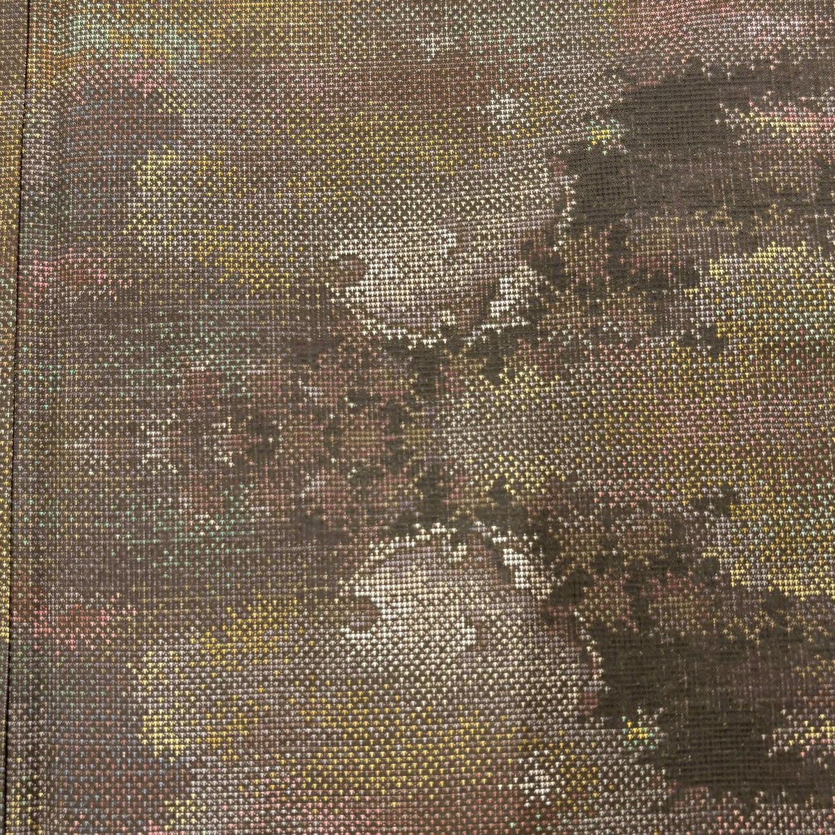 【庫存清倉】 紬織 身長155cm 袖長65cm M 雙層 雪輪 幾何學 焦茶 純蠶絲 美品 秀品級