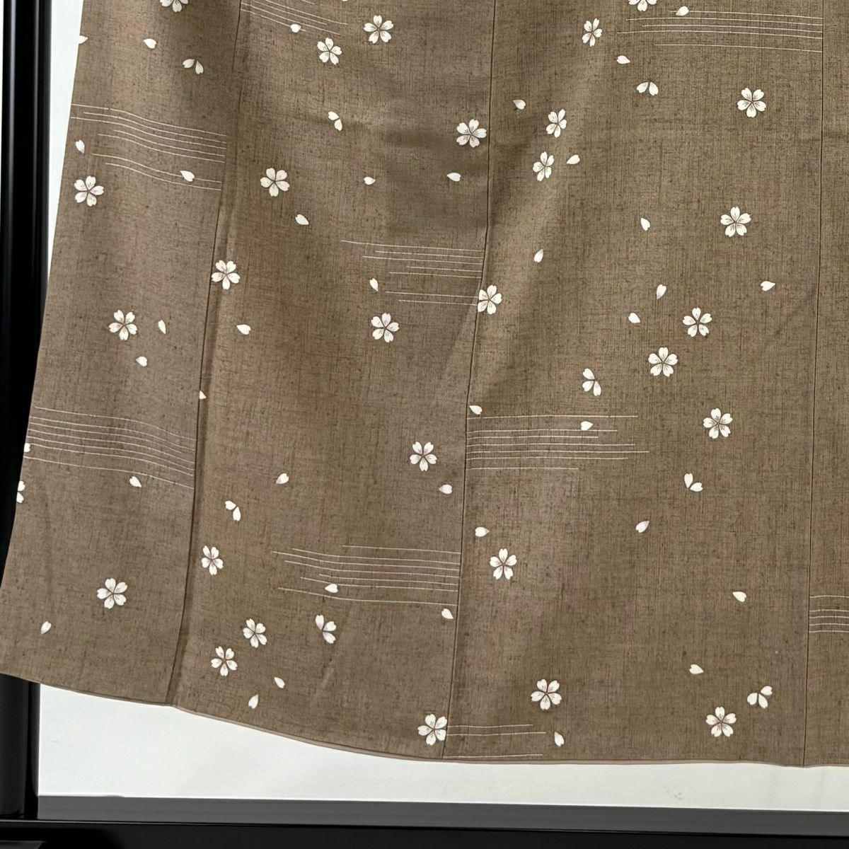 【庫存清倉】 小紋 身長150.5cm 袖長62.5cm S 雙層 紬織織 櫻花 櫻花花瓣 金彩裝飾 茶 純蠶絲 美品 名品級