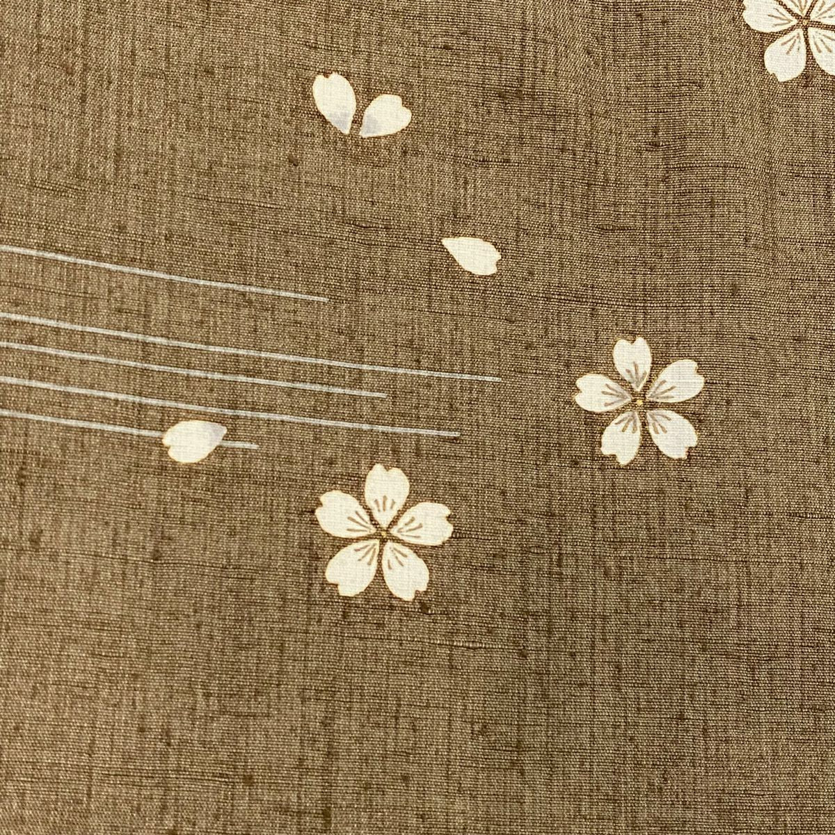 【庫存清倉】 小紋 身長150.5cm 袖長62.5cm S 雙層 紬織織 櫻花 櫻花花瓣 金彩裝飾 茶 純蠶絲 美品 名品級