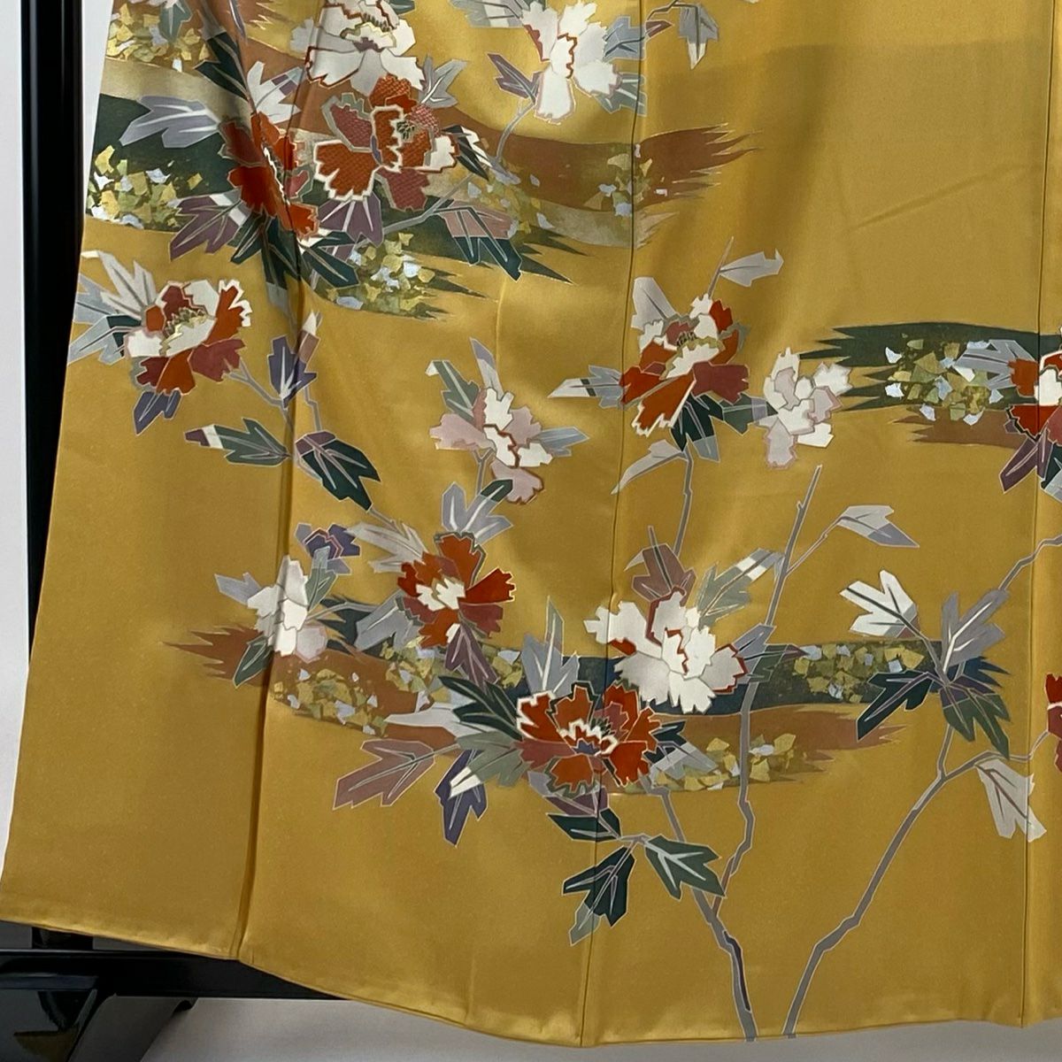 【庫存清倉】訪問服 身長160cm 袖長62.5cm S 雙層 枝花 霞 金銀彩 山吹茶 純蠶絲 優品級