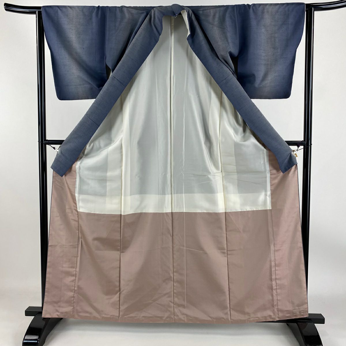 【庫存清倉】 紬織 身長161.5cm 袖長62cm S 雙層 縱向漸變 深藍 純蠶絲 優品級