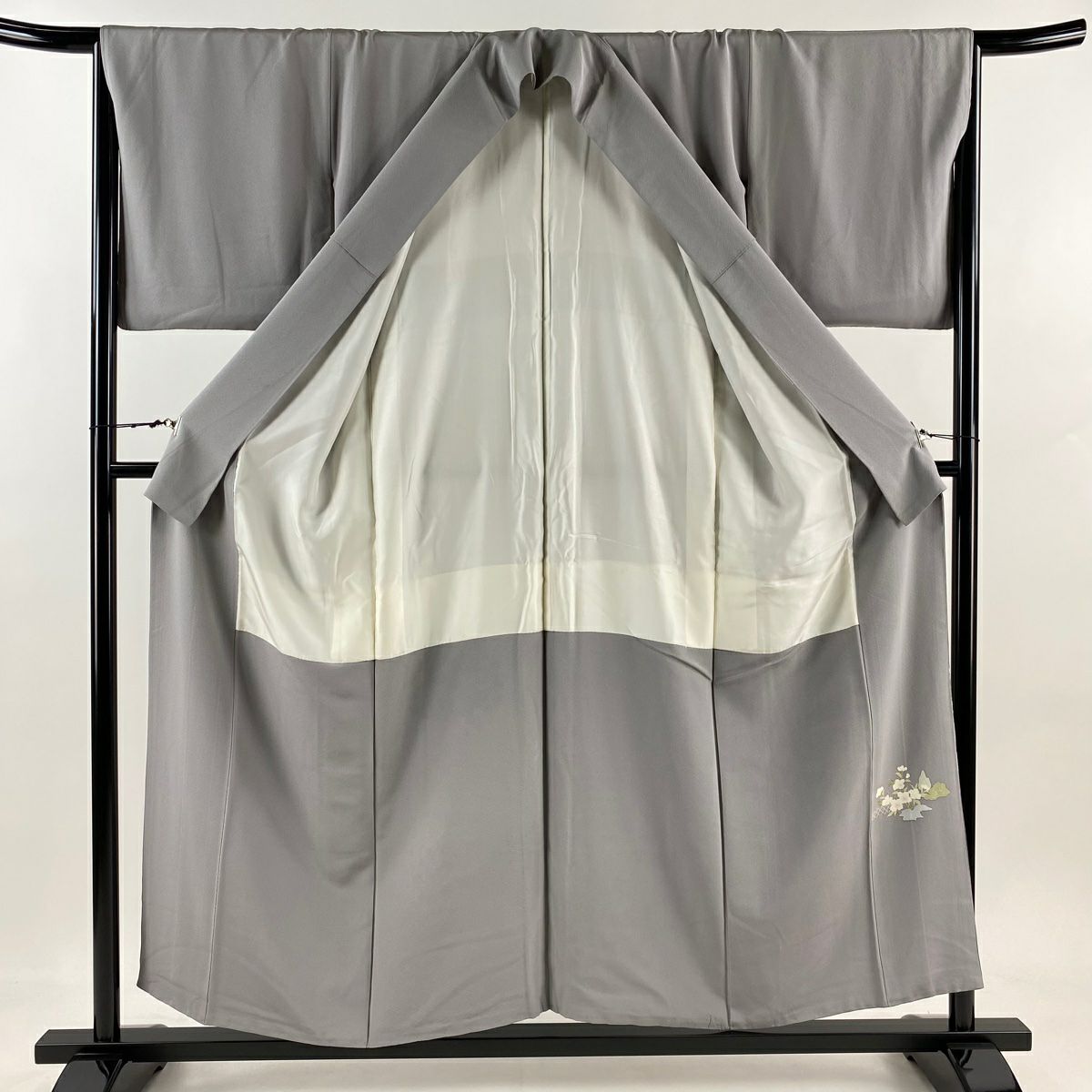 【庫存清倉】 留袖禮服禮服 身長154cm 袖長65.5cm M 雙層 落款有 風景 松樹樹 漸層 灰紫 純蠶絲 優品級 一個紋