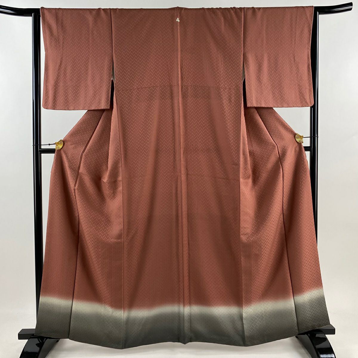 【庫存清倉】 留袖禮服禮服 身長161cm 袖長64.5cm M 雙層 紋理 漸層 紅茶 純蠶絲 優品級 一個紋