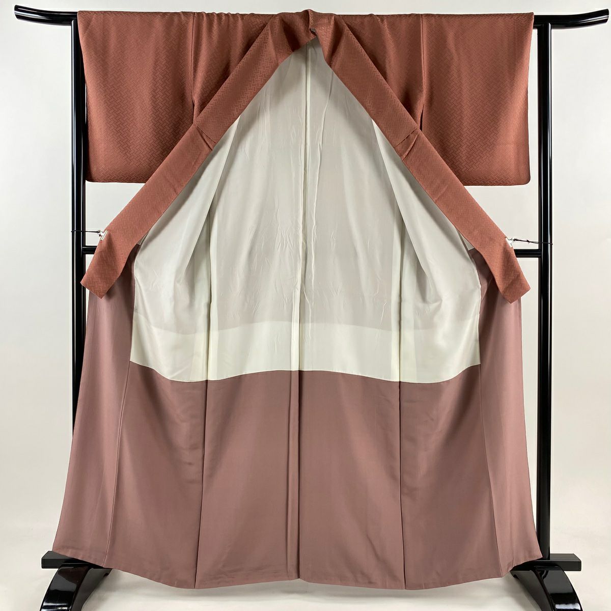 【庫存清倉】 留袖禮服禮服 身長161cm 袖長64.5cm M 雙層 紋理 漸層 紅茶 純蠶絲 優品級 一個紋