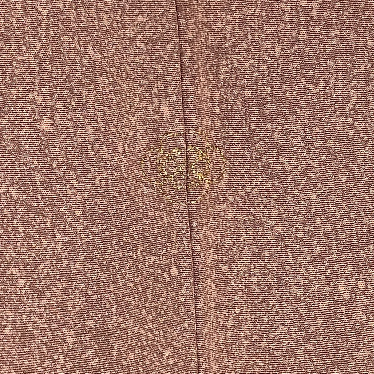 【庫存清倉】 付下 身長167.5cm 袖長65cm M 雙層 松樹皮菱 草花紋刺繡 金彩裝飾 粉紅 純蠶絲 優品級 一個紋