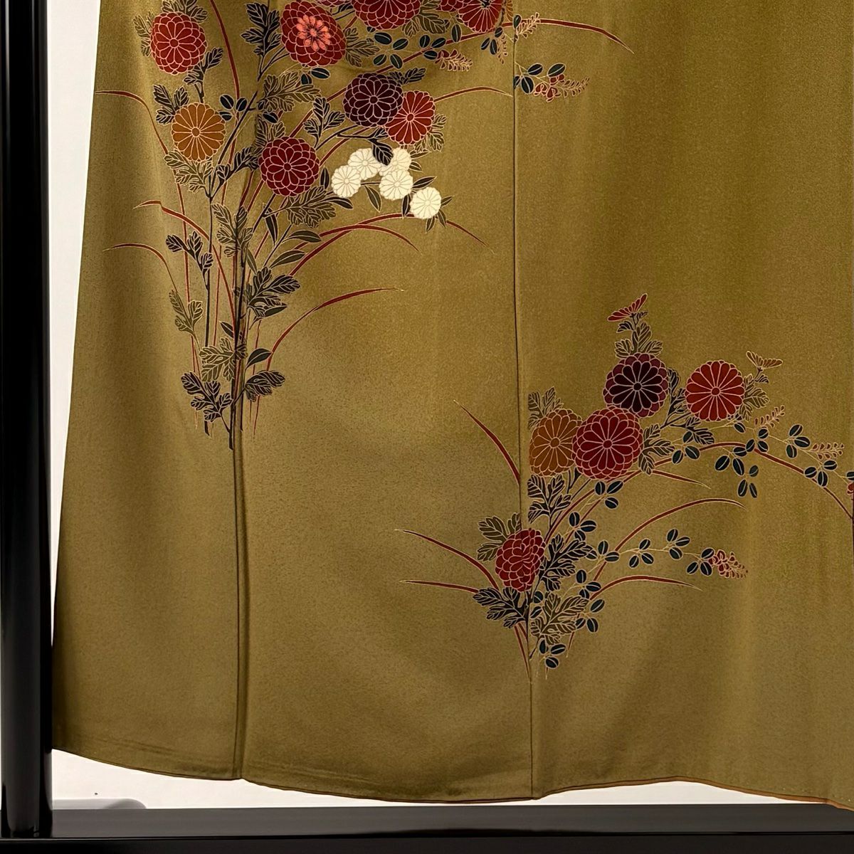 【庫存清倉】 付下 身長154.5cm 袖長62cm S 雙層 菊花 金銀彩 山吹茶 純蠶絲 美品 秀品級 一個紋