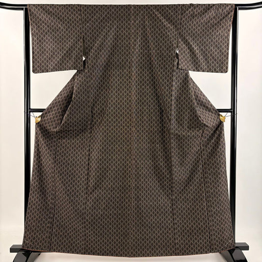 【庫存清倉】 紬織 身長163.5cm 袖長64cm M 雙層 幾何學 焦茶 純蠶絲 優品級