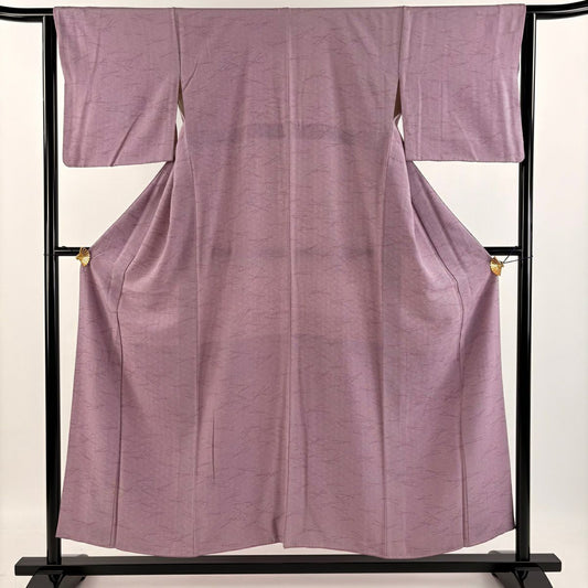 【庫存清倉】 小紋 身長152.5cm 袖長63cm S 雙層 松樹葉 鮫 紅紫 純蠶絲 優品級
