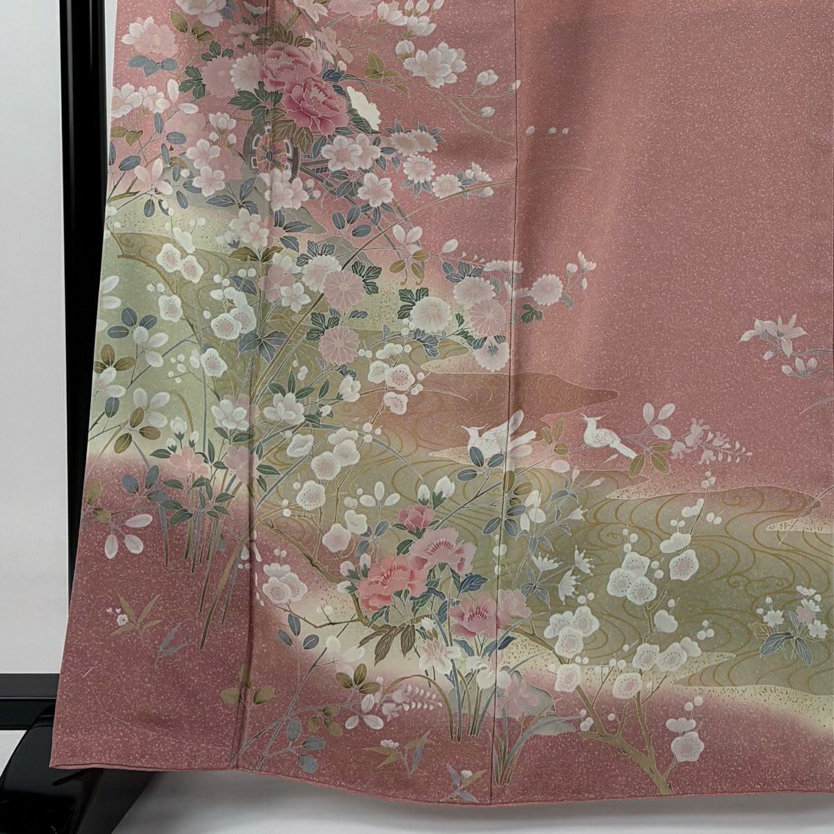【清倉特賣】訪問服 身長164cm 袖長65.5cm M 雙層 花車 流水 金彩裝飾 漸層 粉紅 純蠶絲 名品級