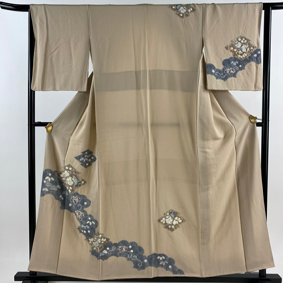 【庫存清倉】 付下 身長155cm 袖長62.5cm S 雙層 辻花染 松樹川菱 粉米色 純蠶絲 優品級