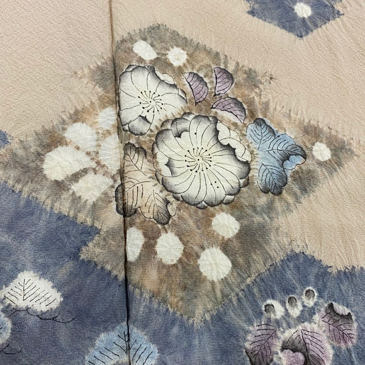 【庫存清倉】 付下 身長155cm 袖長62.5cm S 雙層 辻花染 松樹川菱 粉米色 純蠶絲 優品級