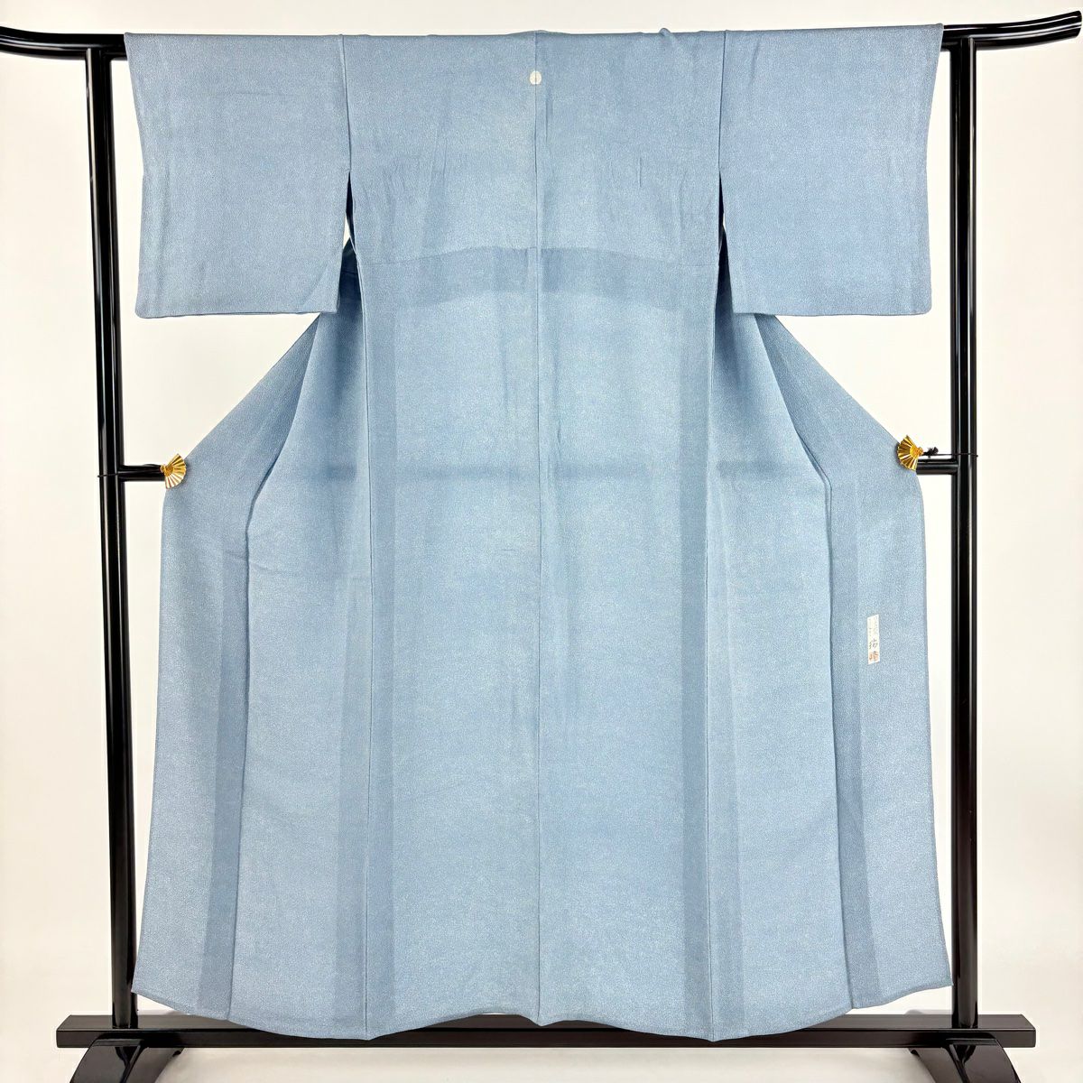 【庫存清倉】 江戶小紋 身長155cm 袖長61cm S 單層 落款 鮫紋 青灰 純蠶絲 名品級