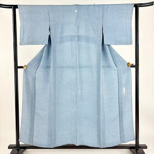 【庫存清倉】 江戶小紋 身長155cm 袖長61cm S 單層 落款 鮫紋 青灰 純蠶絲 名品級