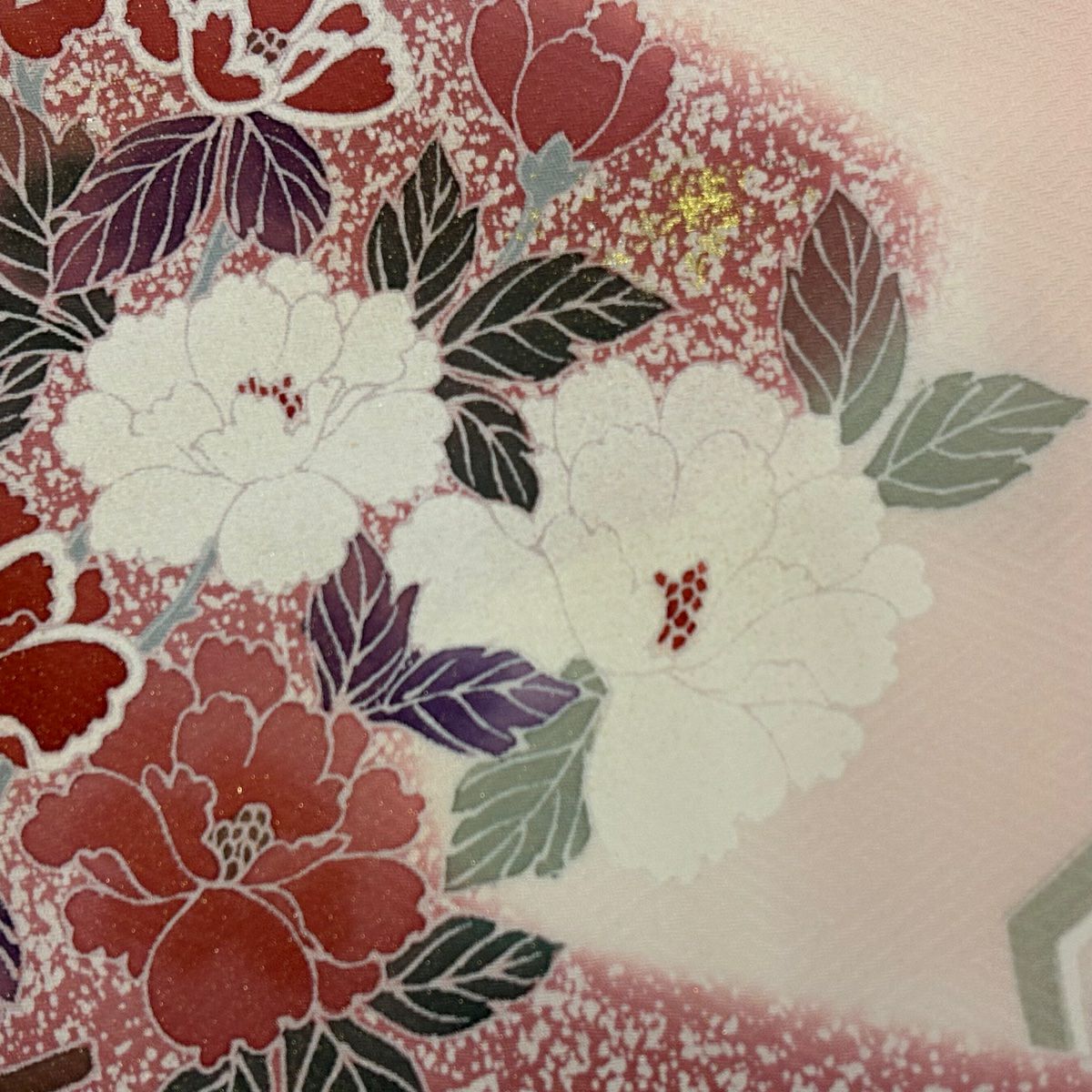 【庫存清倉】訪問服 身長159.5cm 袖長66cm M 雙層 大和 草花紋紋 霞 金彩裝飾 漸層 粉紅 純蠶絲 優品級