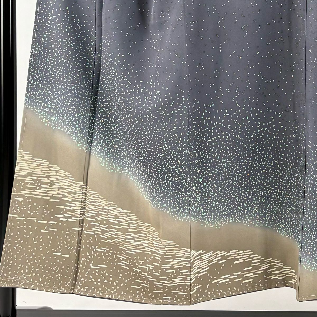 【庫存清倉】訪問服 身長150cm 袖長65cm M 雙層 有落款 幾何學 染分 逐漸變色 灰色 純蠶絲 優品級 一個紋