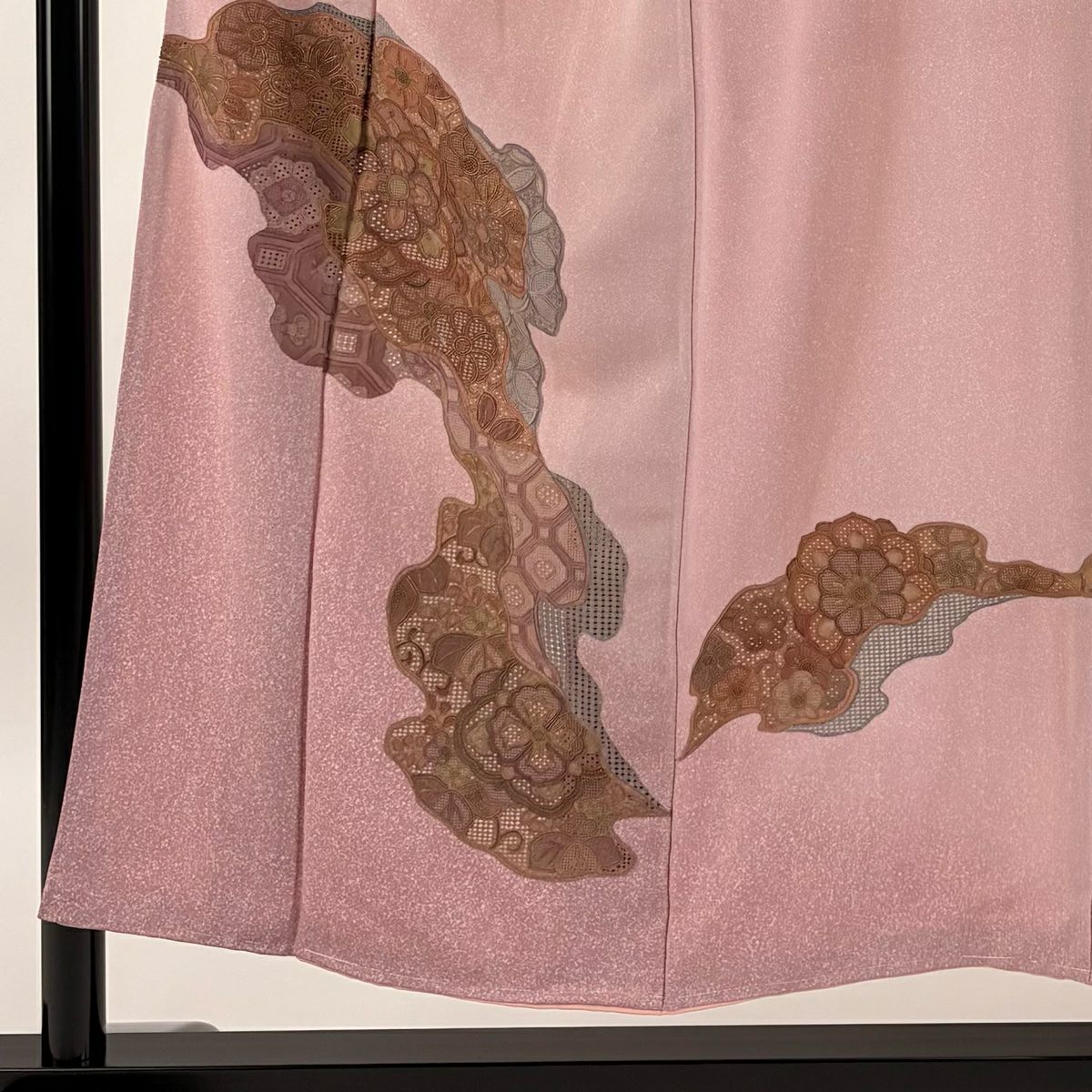 【庫存清倉】 付下 身長152.5cm 袖長60cm S 雙層 華紋 蜀江文 刺繡 金線 粉紅 純蠶絲 優品級