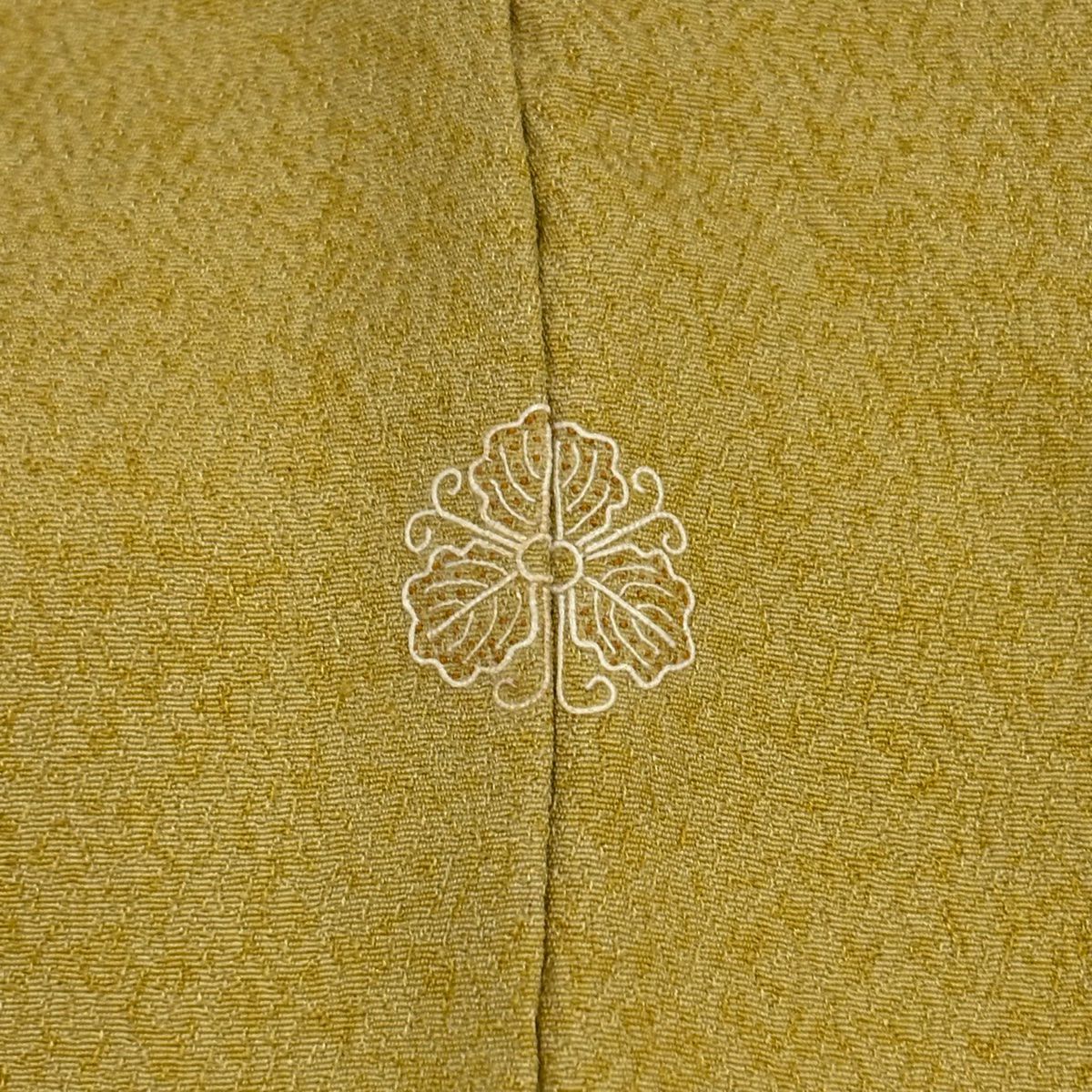 【庫存清倉】訪問服 身長159.5cm 袖長67cm M 雙層 落款 草花紋 花唐草紋 金絲 金銀彩 淺綠 純蠶絲 名品級 一つ紋