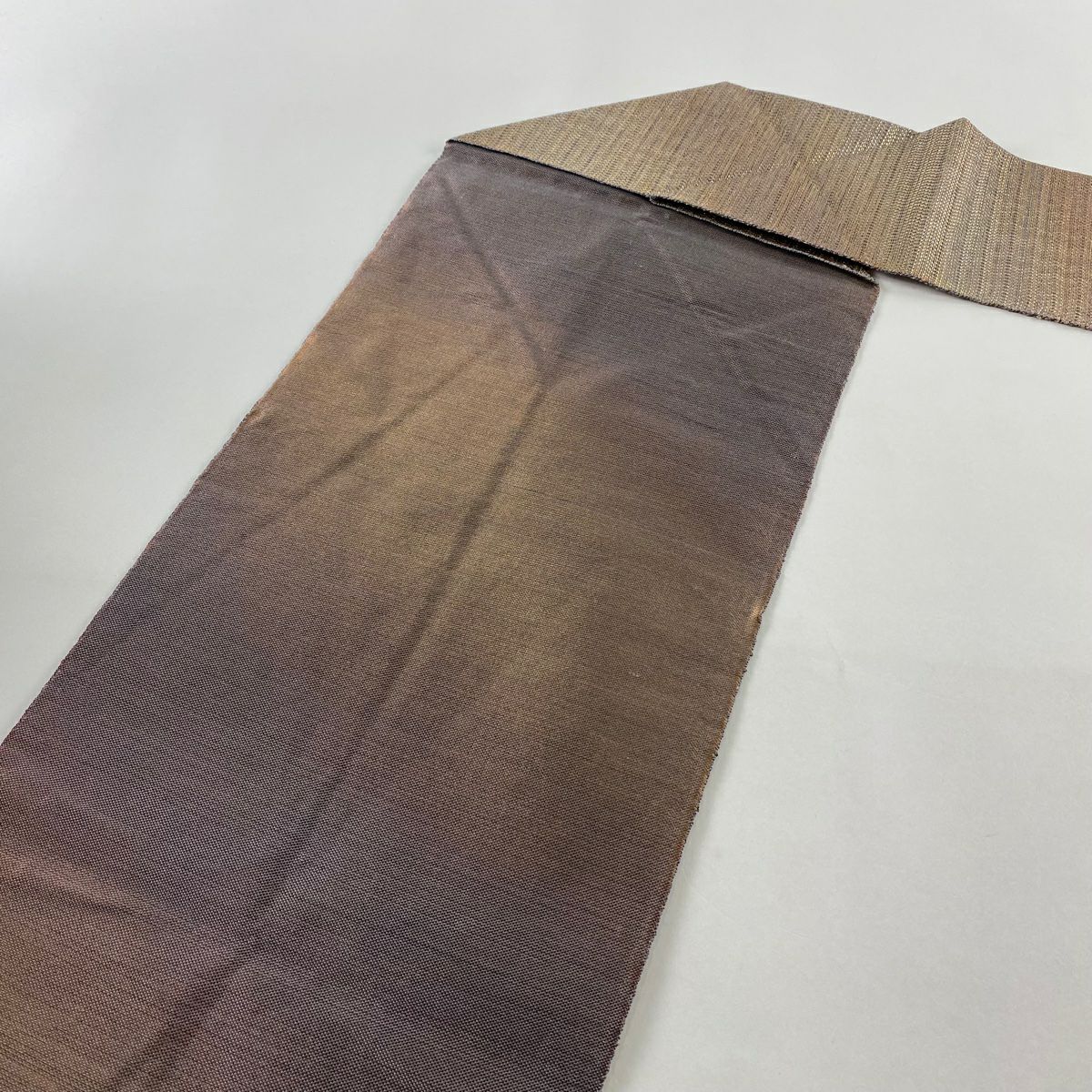 【清倉特賣】 名古屋帶 美品 秀品級 幾何圖案 金金箔 灰紫 純蠶絲