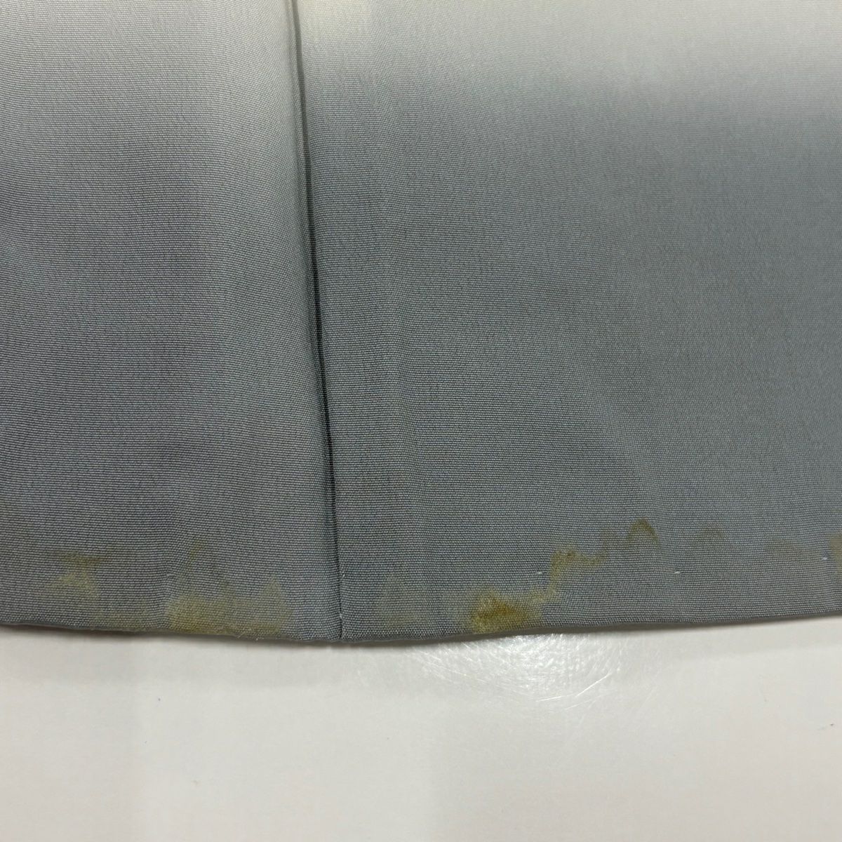 【庫存清倉】 付下 身長153.5cm 袖長64cm M 雙層 草花紋紋 組紐 刺繡 漸層 灰綠 純蠶絲 優品級