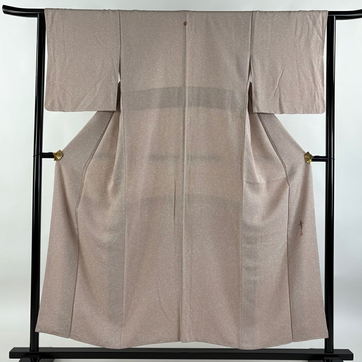 【庫存清倉】 小紋 身長153cm 袖長63.5cm S 雙層 松樹井青青 落款有 幾何學 薄粉紅 純蠶絲 美品 秀品級 一個紋