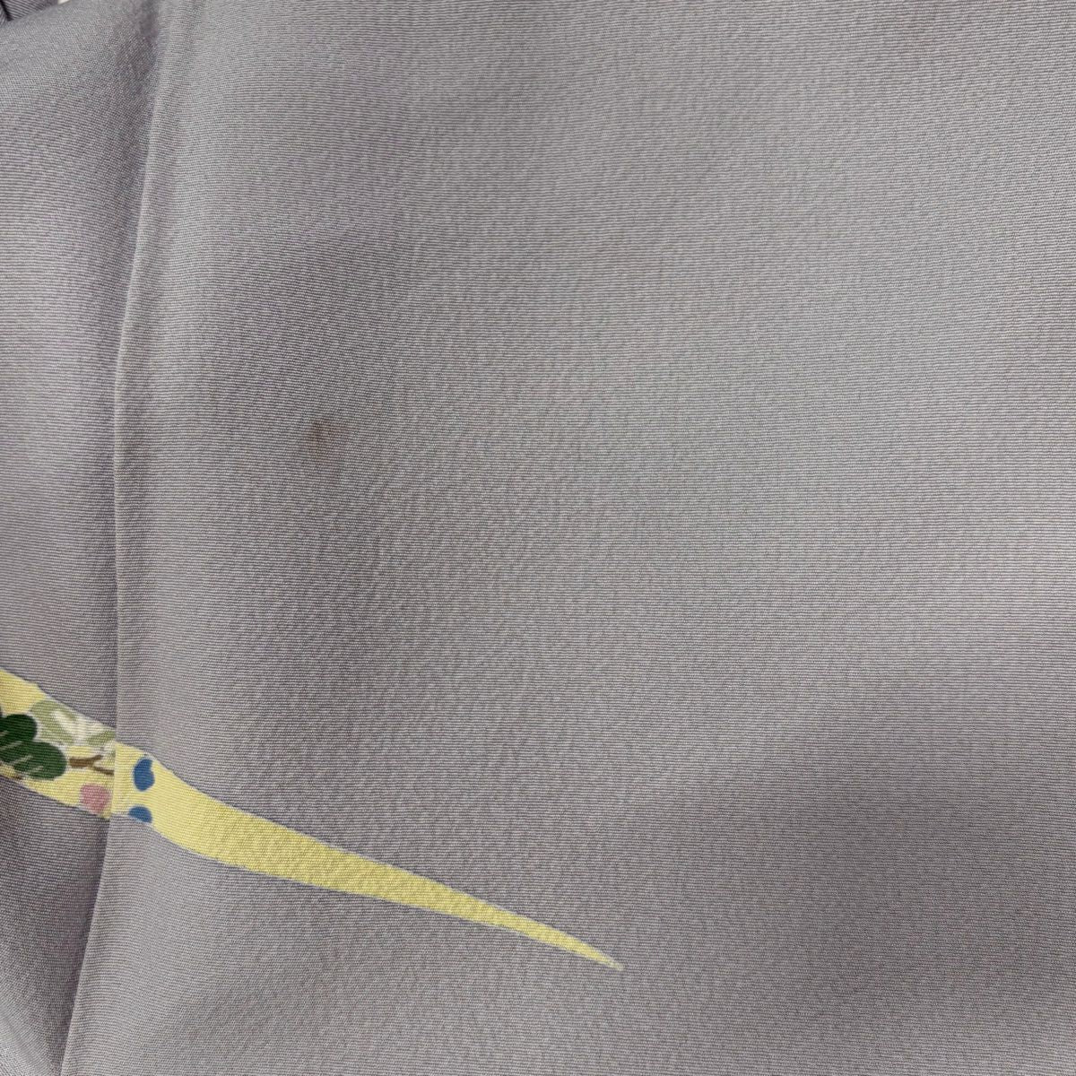 【庫存清倉】訪問服 身長155cm 袖長64cm M 雙層 花丸紋 草花紋紋 金絲 漸層 灰色 純蠶絲 優品級
