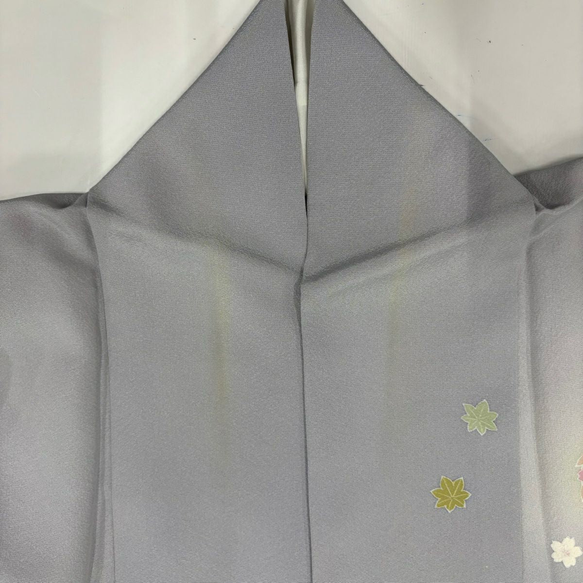 【庫存清倉】訪問服 身長155cm 袖長64cm M 雙層 花丸紋 草花紋紋 金絲 漸層 灰色 純蠶絲 優品級