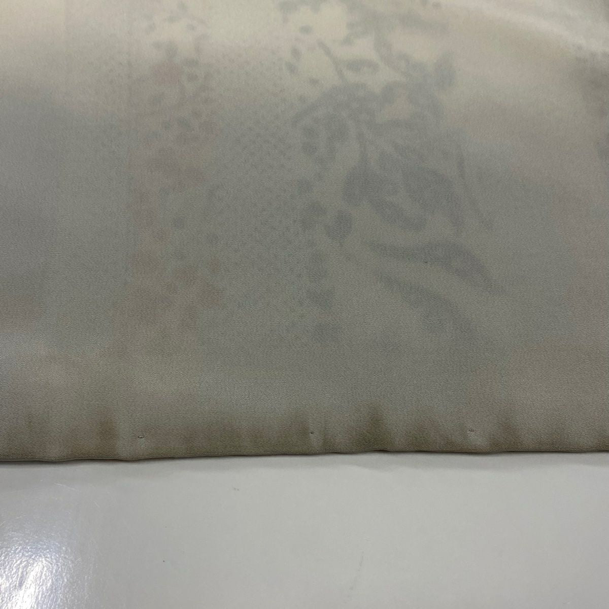 【庫存清倉】 小紋 身長157cm 袖長62cm S 雙層 草花紋 縱條 灰白 純蠶絲 優品級