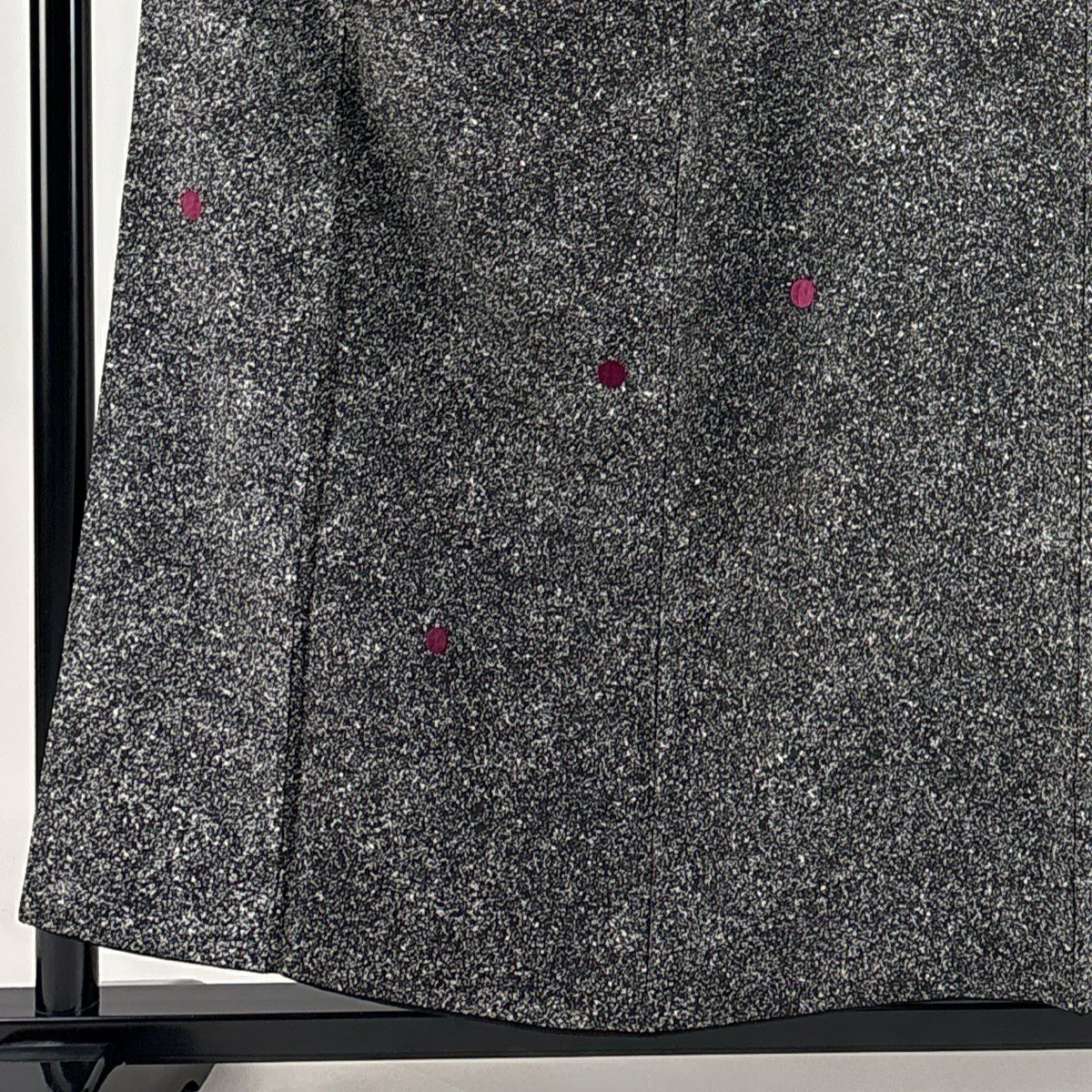 【庫存清倉】 付下 身長156.5cm 袖長64.5cm M 雙層 幾何刺繡 黑灰 純蠶絲 優品級