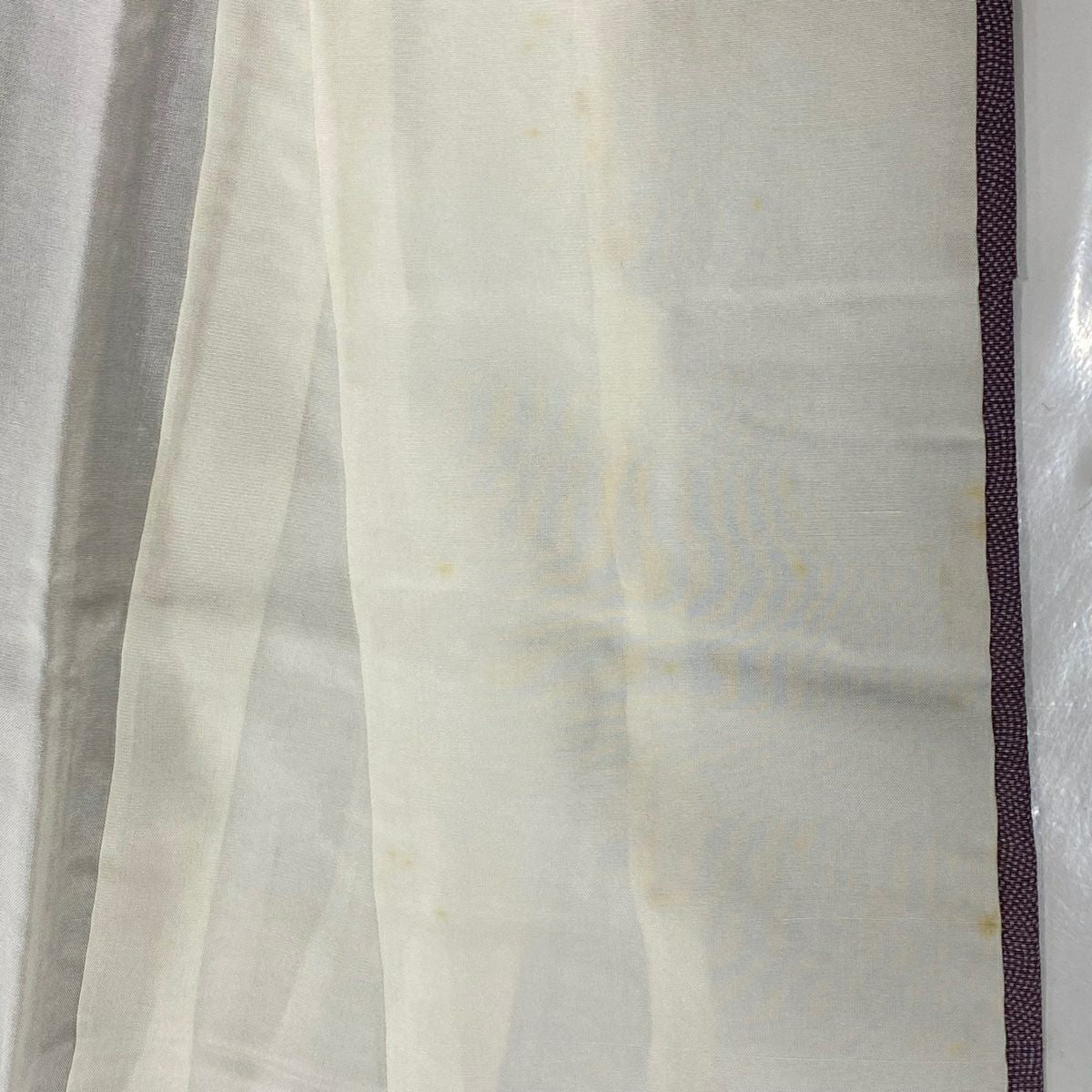 【庫存清倉】 付下 身長156cm 袖長64cm M 雙層 華紋 籠目 紫 純蠶絲 優品級