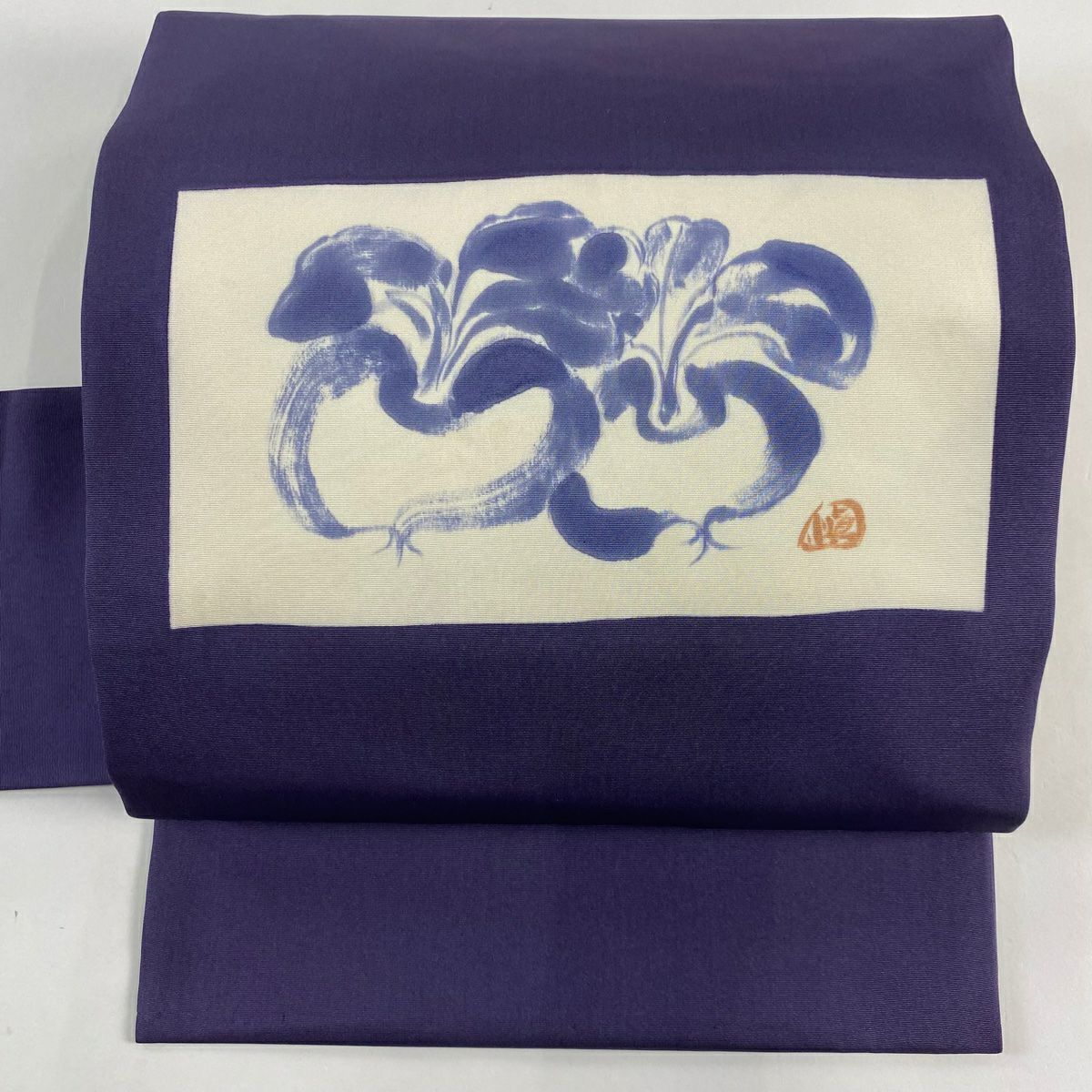 【庫存清倉】 名古屋帶 優質品 生物 紫 純蠶絲