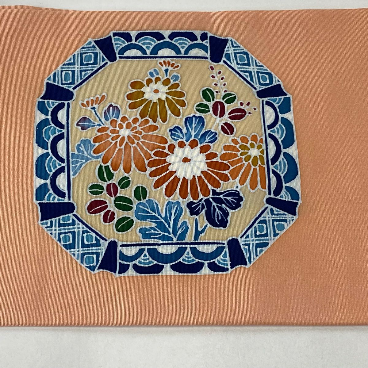 【庫存清倉】 名古屋帶 優品級 器物 花鳥 鮭粉色 純蠶絲