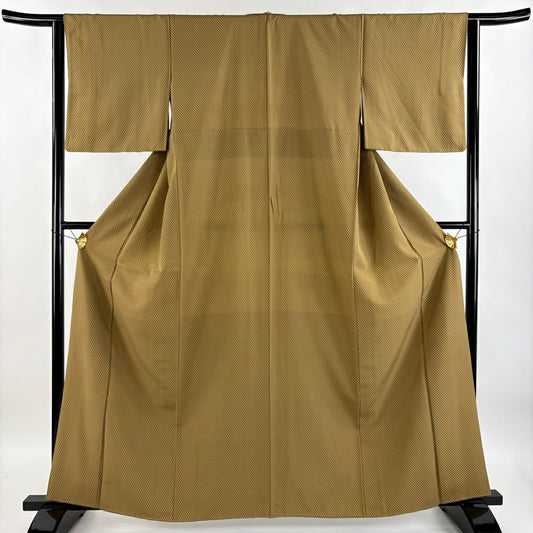 【庫存清倉】 小紋 身長161cm 袖長63.5cm S 雙層 幾何圖案 山吹茶 純蠶絲 優品級