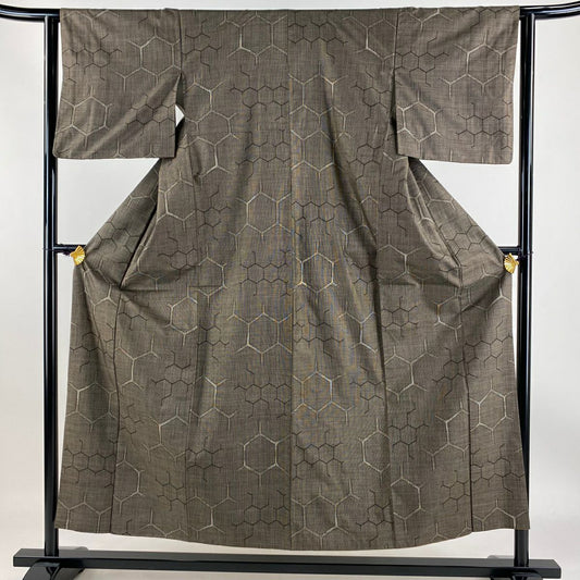 【庫存清倉】 紬織 身長151.5cm 袖長62cm S 雙層 龜甲 焦茶 純蠶絲 美品 秀品級