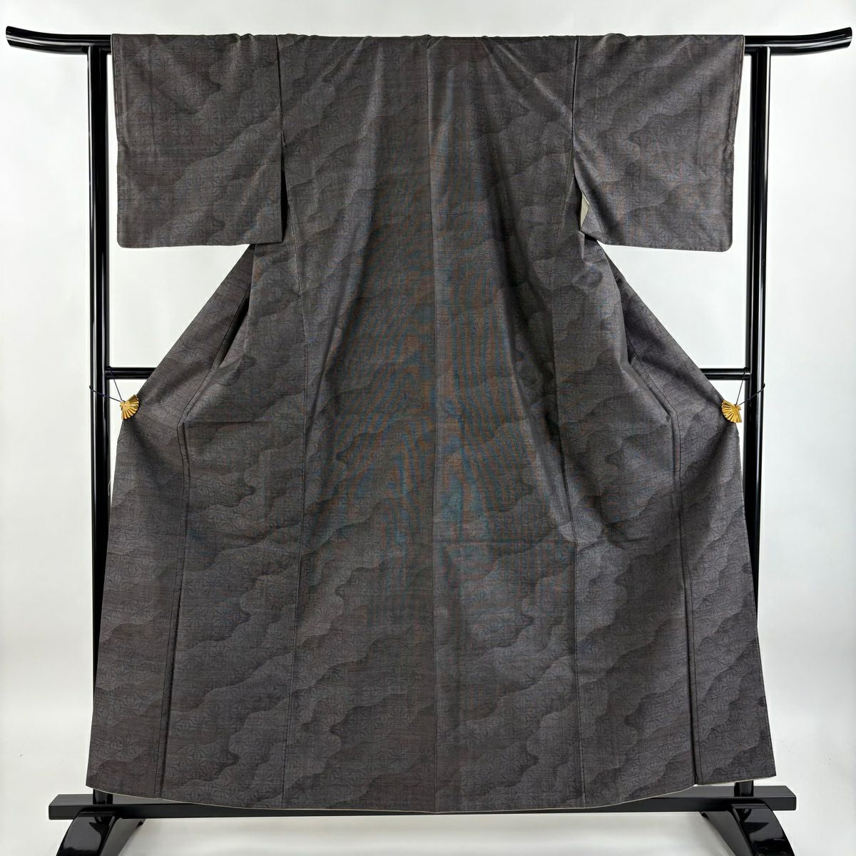 【庫存清倉】 紬織 身長158cm 袖長63cm S 雙層 麻葉 霞 灰 純蠶絲 美品 秀品級
