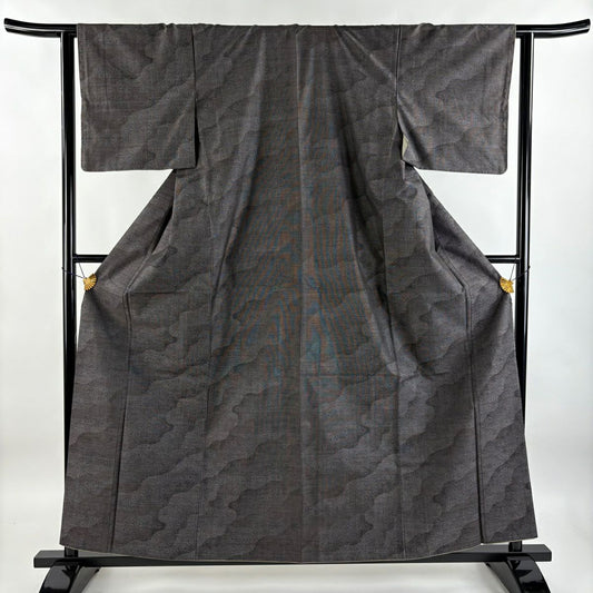 【庫存清倉】 紬織 身長158cm 袖長63cm S 雙層 麻葉 霞 灰 純蠶絲 美品 秀品級