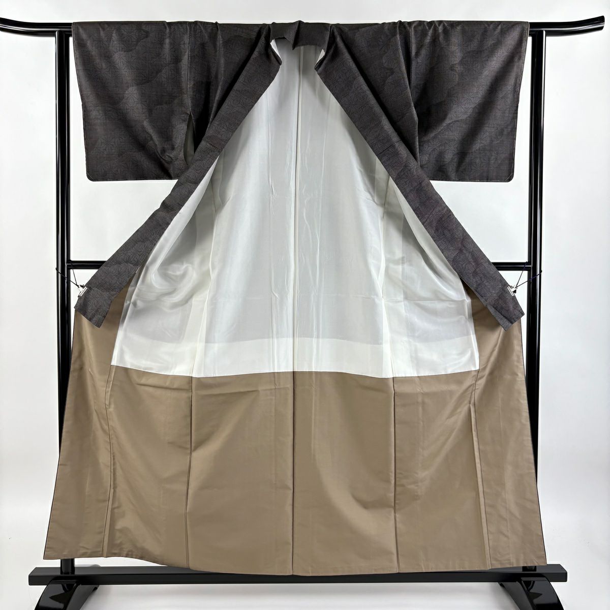 【庫存清倉】 紬織 身長158cm 袖長63cm S 雙層 麻葉 霞 灰 純蠶絲 美品 秀品級