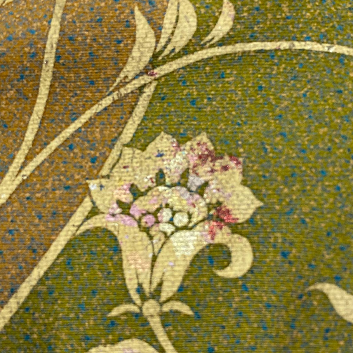 【庫存清倉】訪問服 身長165cm 袖長63.5cm S 雙層 花唐草紋 染分 金彩裝飾 茶 純蠶絲 優品級
