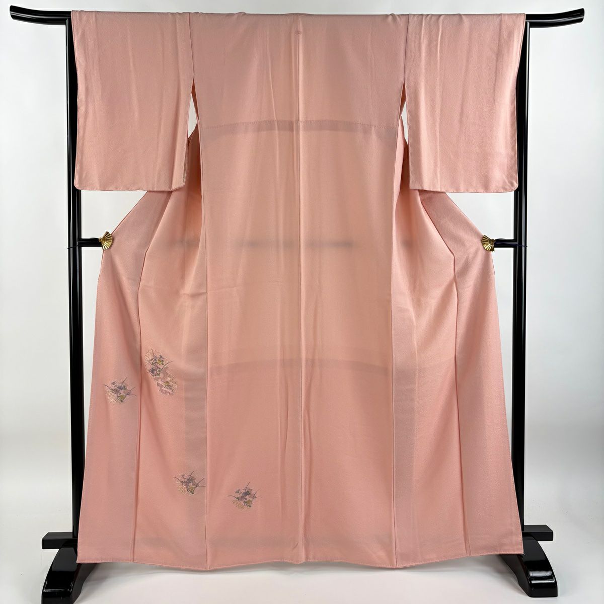【庫存清倉】 付下 身長165.5cm 袖長65cm M 雙層 雪輪 草花紋刺繡 粉紅 純蠶絲 美品 秀品級 一個紋