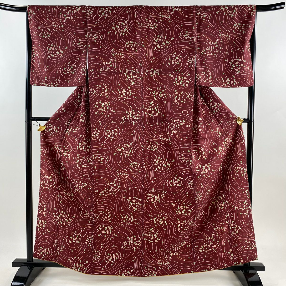 【庫存清倉】 小紋 身長163cm 袖長66cm M 雙層 幾何學 紅紫 化纖 美品 秀品級