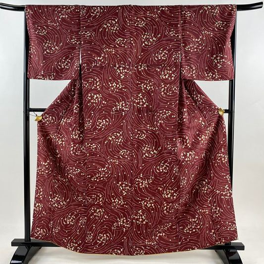 【庫存清倉】 小紋 身長163cm 袖長66cm M 雙層 幾何學 紅紫 化纖 美品 秀品級