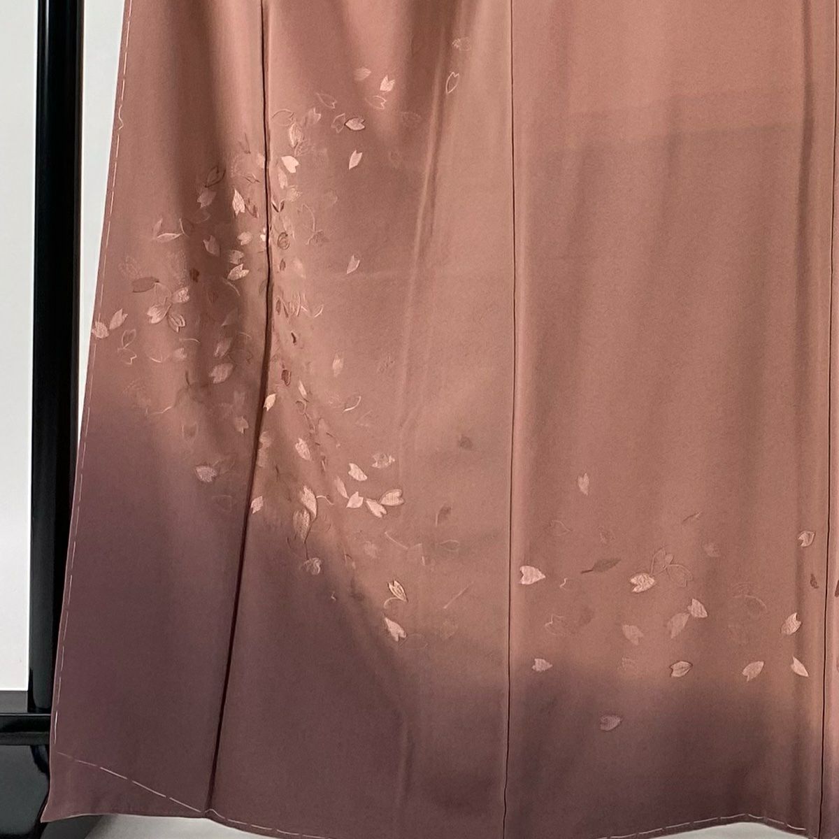 【庫存清倉】 付下 身長166cm 袖長68.5cm L 雙層 小篠綾子 落款 花瓣 葉紋 刺繡 金絲 粉色 純蠶絲 名品級
