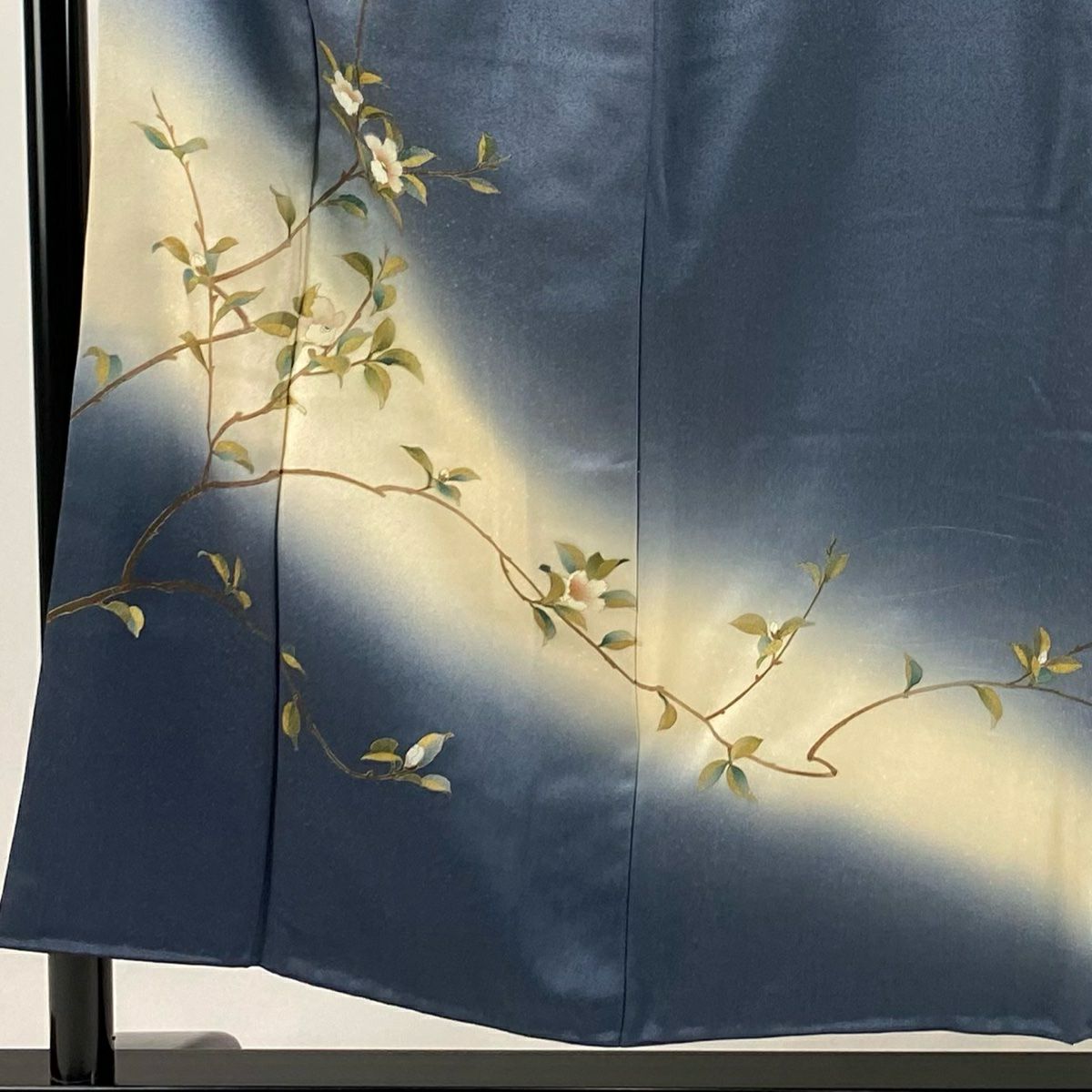 【庫存清倉】訪問服 身長153.5cm 袖長62cm S 雙層 枝花 金彩裝飾 螺鈿 青灰 純蠶絲 優品級
