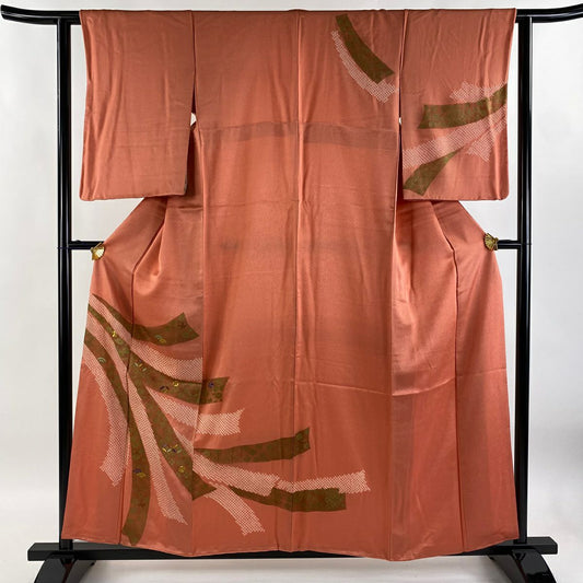 【庫存清倉】訪問服 身長157cm 袖長60.5cm S 雙層 青海波 七寶刺繡 絞染 鮭粉色 純蠶絲 優品級