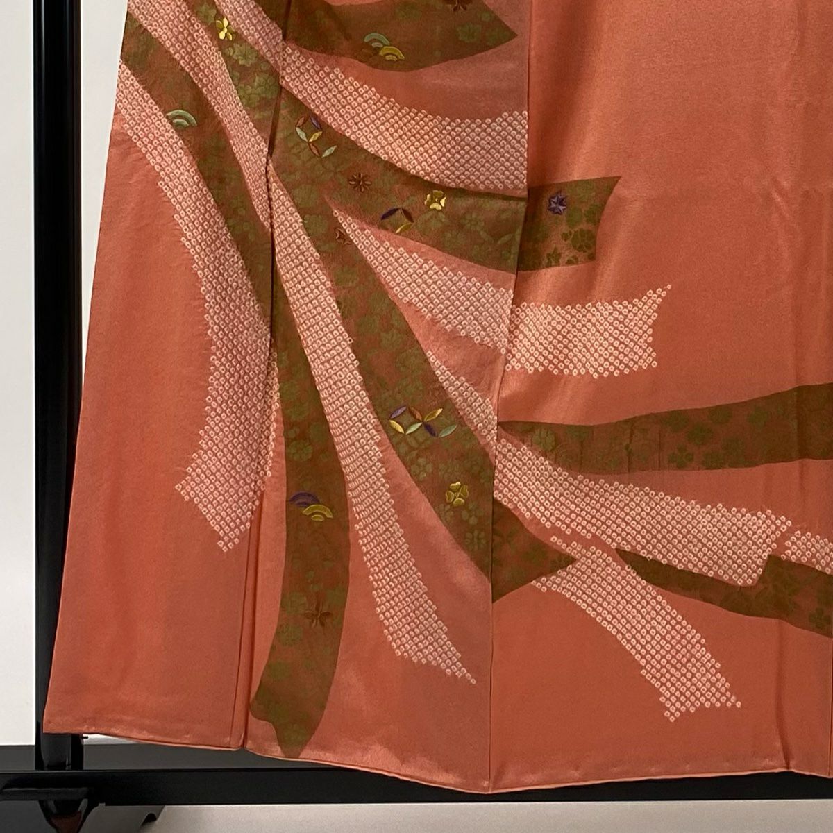 【庫存清倉】訪問服 身長157cm 袖長60.5cm S 雙層 青海波 七寶刺繡 絞染 鮭粉色 純蠶絲 優品級