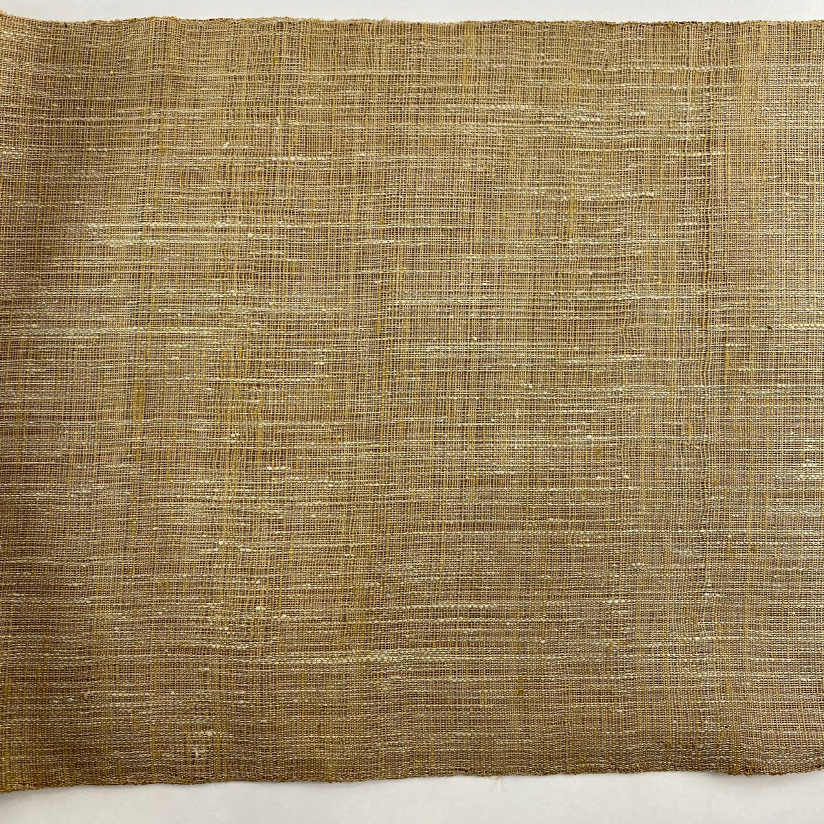 【庫存清倉】 袋名古屋帶 優品級 夏帶 八寸名古屋帶 幾何學 銀線 山吹茶 純蠶絲