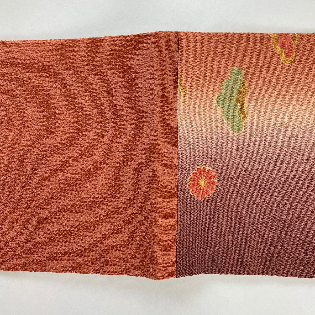 【清倉特賣】 名古屋帶 優品級 松樹梅花 菊花 金銀彩 縮緬 茜 純蠶絲