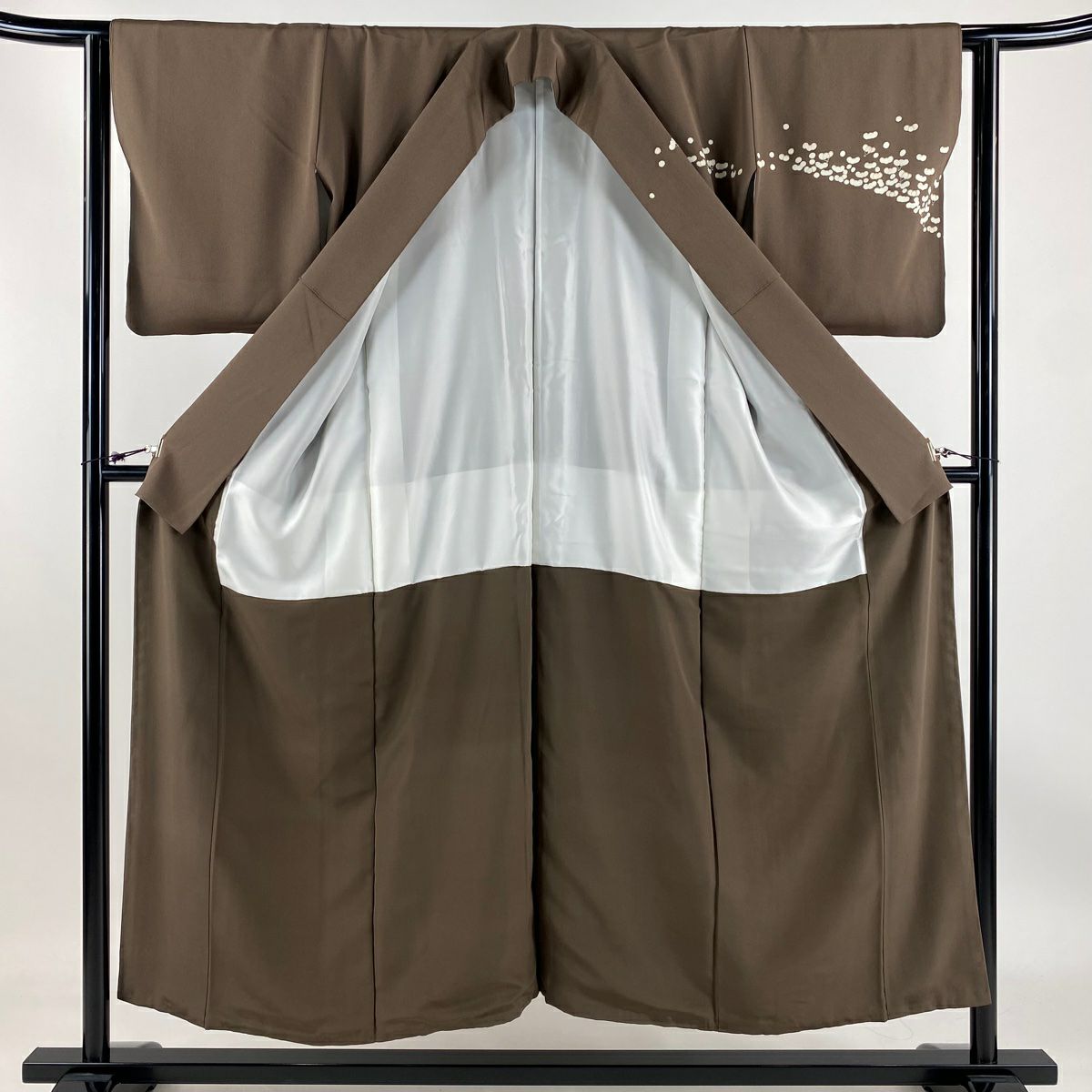 【庫存清倉】訪問服 身長150cm 袖長62cm S 雙層 花紋 金絲 金銀彩 茶 純蠶絲 優品級 一個紋
