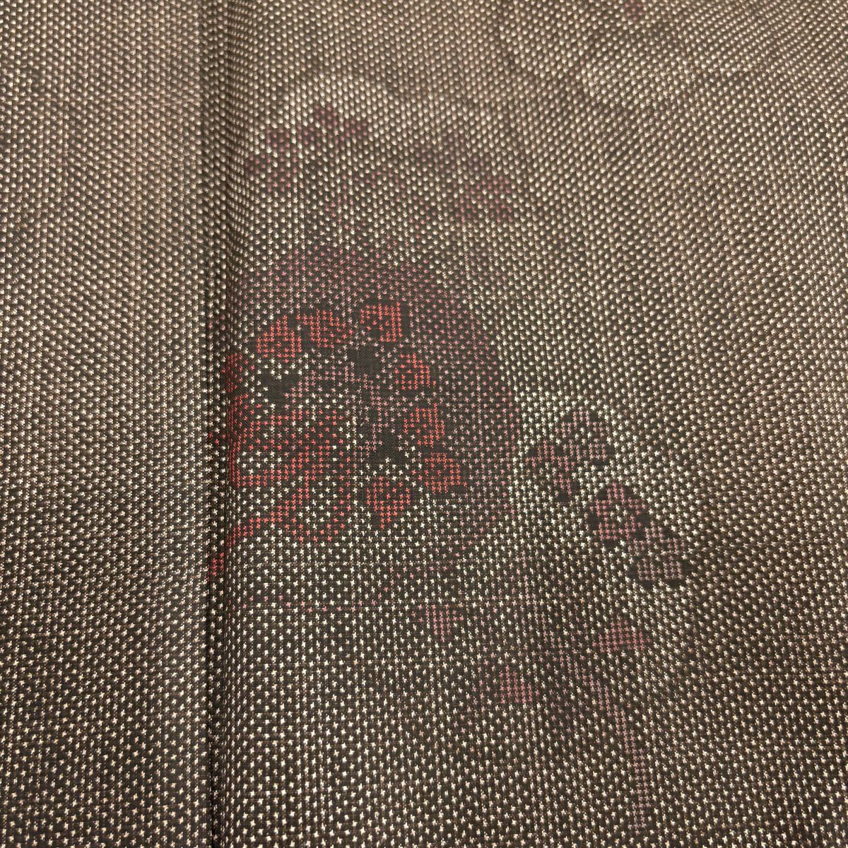 【庫存清倉】 紬織織 身長154.5cm 袖長62.5cm S 雙層 鏡裏文 花 焦茶 純蠶絲 美品 秀品級