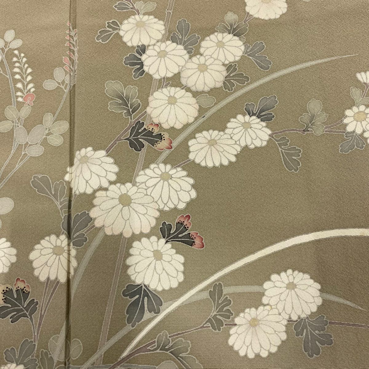 【庫存清倉】訪問服 身長152.5cm 袖長64cm M 雙層 菊花 萩 漸層 灰茶 純蠶絲 優品級 一個紋